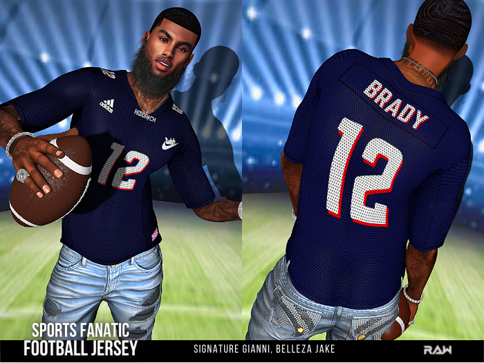 Second Life Marketplace RAW Sports Fanatic Football Jersey FATPACK